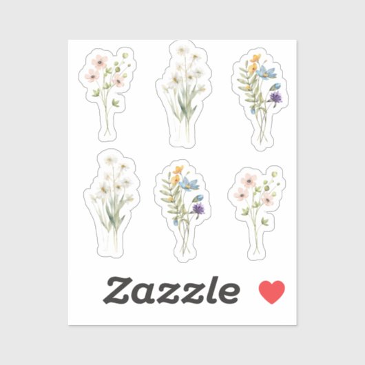 Boho Chic Floral Custom-Cut Vinyl Sticker (Blatt)