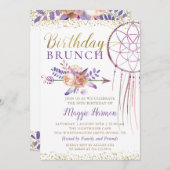 Boho Chic Floral Dreamcatcher Birthday Brunch Einladung (Vorne/Hinten)