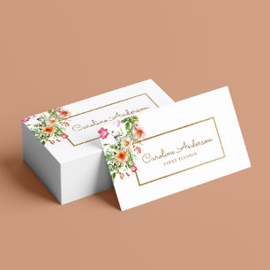 Boho Chic Floral Event Planer Business Card Visitenkarte