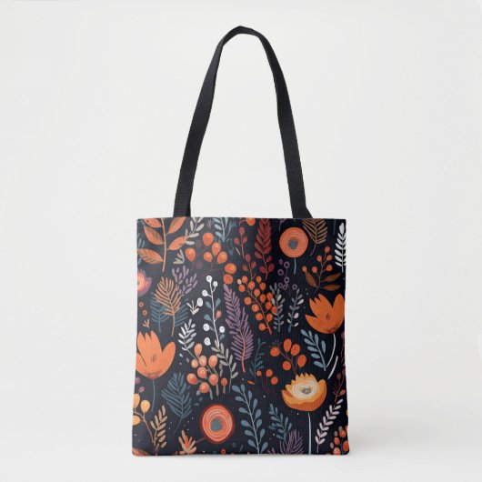 Boho Chic Floral Fall Pattern Tasche (Vorderseite)