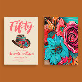 Boho Chic Floral Fiftieth Birthday Einladung