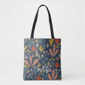 Boho Chic Floral Foliage Muster Monogramm Tasche (Vorderseite)