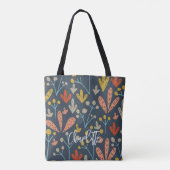Boho Chic Floral Foliage Muster Monogramm Tasche (Rückseite)