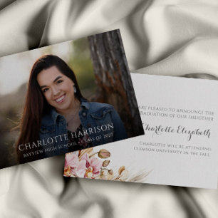 Boho Chic Floral Foto Abschluss Ankündigung