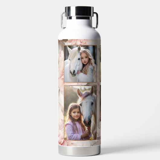 Boho Chic Floral Foto Trinkflasche (Vorderseite)