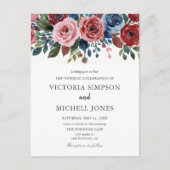 Boho Chic Floral Garden Rose Hochzeit Einladungspostkarte (Vorderseite)