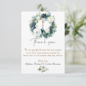 Boho Chic Floral Girls Taufe Dankeskarte (Stehend Vorderseite)