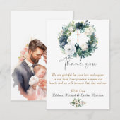 Boho Chic Floral Girls Taufe Dankeskarte (Vorne/Hinten)