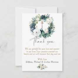 Boho Chic Floral Girls Taufe Dankeskarte