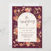 Boho Chic Floral Hochzeit im Herbst Einladung (Vorderseite)