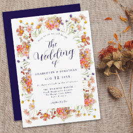 Boho Chic Floral Hochzeit im Herbst Einladung
