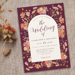 Boho Chic Floral Hochzeit im Herbst Einladung