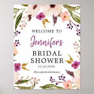 Boho-Chic-Floral-Hochzeitsdusche-Willkommensposter Poster