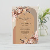 Boho Chic Floral Hydrangea Hochzeit des Wasserfarb Einladung (Stehend Vorderseite)