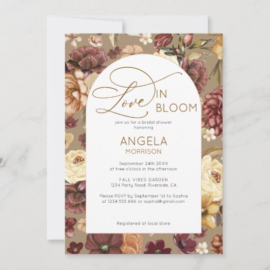 Boho Chic floral Liebe in Bloom Brautparty Einladung (Vorderseite)