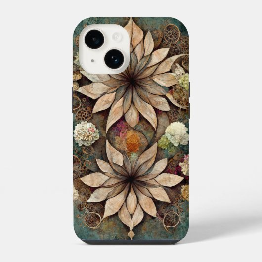Boho chic floral mandala iPhone Fall Hülle (Rückseite)
