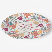 Boho Chic Floral Mitte des Jahrhunderts Retro Hoch Pappteller (Schrägansicht)