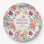 Boho Chic Floral Mitte des Jahrhunderts Retro Hoch Pappteller (Vorderseite)