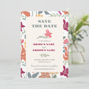 Boho Chic Floral Mitte des Jahrhunderts Retro Hoch Save The Date