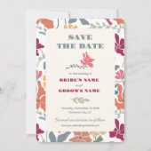 Boho Chic Floral Mitte des Jahrhunderts Retro Hoch Save The Date (Vorderseite)