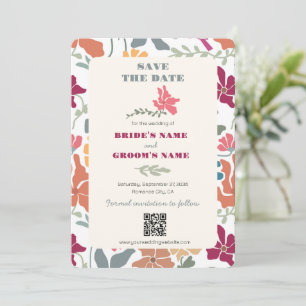 Boho Chic Floral Mitte des Jahrhunderts Retro Hoch Save The Date