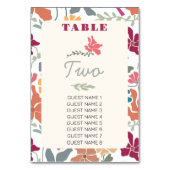 Boho Chic Floral Mitte des Jahrhunderts Retro Hoch Tischnummer (Rückseite)