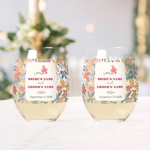 Boho Chic Floral Mitte des Jahrhunderts Retro Hoch Weinglas Ohne Stiel