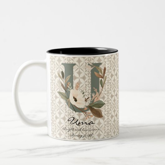 Boho Chic Floral Monogram Tasse - Uma (Links)