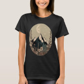 Boho Chic Floral Moon Mountain T-Shirt (Vorderseite)