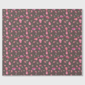 Boho Chic Floral Pattern in Rosa und Braun Geschenkpapier (Flach)