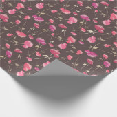 Boho Chic Floral Pattern in Rosa und Braun Geschenkpapier (Ecke)