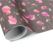 Boho Chic Floral Pattern in Rosa und Braun Geschenkpapier (Rolleneckpunkt)