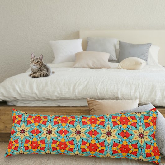 Boho Chic Floral Pattern - Türkis Orange Red Seitenschläferkissen