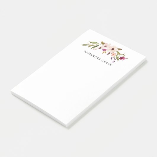 Boho Chic Floral Personalisiert Post-it Notes Klebezettel (angewinkelt)