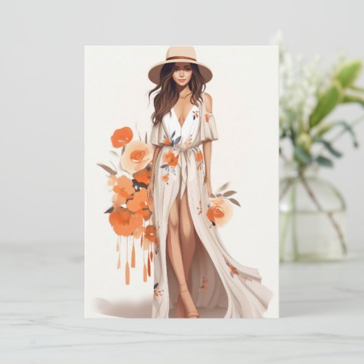 Boho Chic Floral Postcard (Stehend Vorderseite)