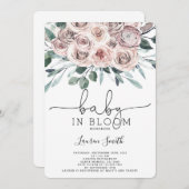Boho chic floral Rose Babydusche Einladung (Vorne/Hinten)