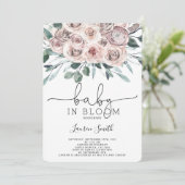 Boho chic floral Rose Babydusche Einladung (Stehend Vorderseite)