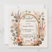 Boho Chic Floral Rose Gold Arch Bridal Shower Einladung (Vorderseite)