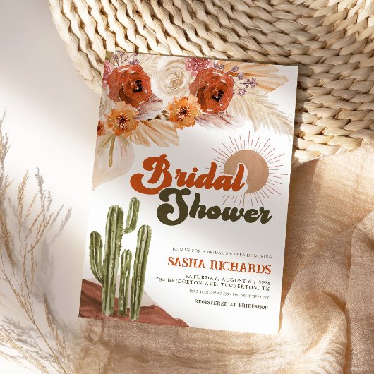 Boho Chic Floral Rustic Wüste Brautparty Einladung