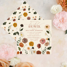 Boho Chic Floral Terracotta Modernes Brautparty Einladung