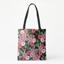 Boho chic floral tobag Schwarz pink