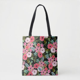 Boho chic floral tobag Schwarz pink Tasche