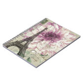 Boho Chic floral Vintag Paris Eiffelturm Notizblock (Linke Seite)