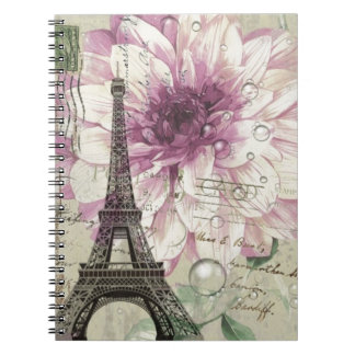 Boho Chic floral Vintag Paris Eiffelturm Notizblock