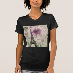Boho Chic floral Vintag Paris Eiffelturm T-Shirt