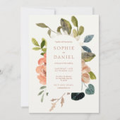 Boho Chic Floral Watercolor Einladung zur Hochzeit (Vorderseite)