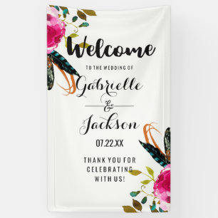 Boho Chic Floral Watercolor Hochzeit Begrüßung Banner