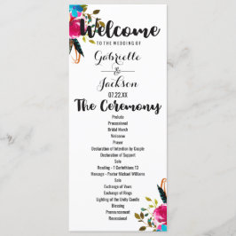 Boho Chic Floral Watercolor Hochzeitsprogramm Programm