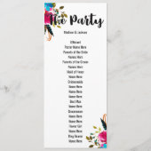 Boho Chic Floral Watercolor Hochzeitsprogramm Programm (Rückseite)