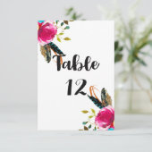 Boho Chic Floral Watercolor Hochzeitsstimmung Tisc Einladung (Stehend Vorderseite)